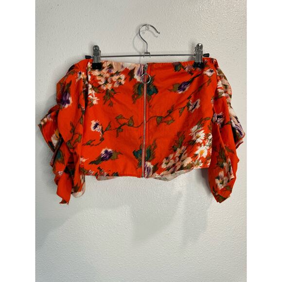 H&M Floral Red Cropped Off the Shoulder Tube Top - Picture 5 of 6